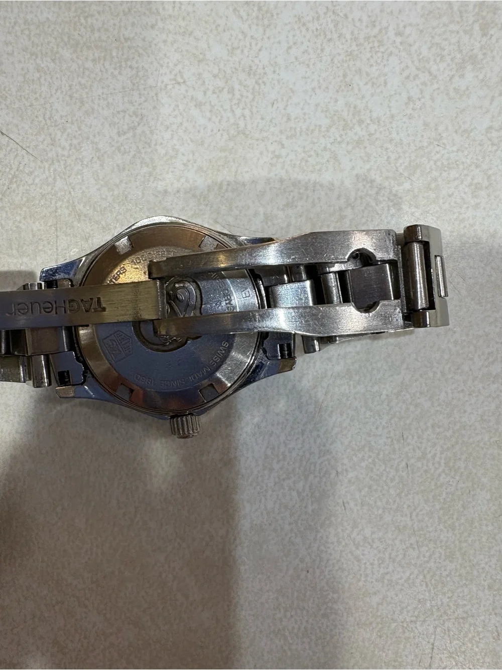 Tag Heuer Silver Dial Aquaracer Watch with Red Logo